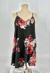 Womens Size Small Intimately Free People Nightgown Black With Red Flowers - RealThreads